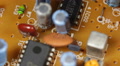 Aged Electronic Board Capacitors Vintage Tech Components Mounted Old Motherboard Video