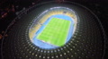 Aerial of soccer match at huge stadium, supporters watching game Video