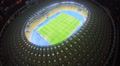 Aerial vertical view of football match, large city stadium, 4k Video