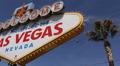 Panoramic View Pan Left Establishing Shot Fabulous Las Vegas Welcome Nevada Sign Video