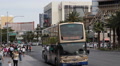 Double Decker Bus Departing Las Vegas Boulevard People Crossing Busy Crosswalk Video