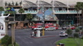 Las Vegas Strip Crossroad Crowded Street Busy Cars Passing Sidewalk People Walk Video