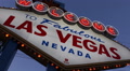 Establishing Shot Fabulous Las Vegas Welcome Neon Sign Landmark Dusk Blue Lights Video