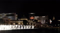 Establishing Shot Las Vegas Skyline Iconic Water Fountain Bellagio Hotel Night Video