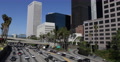 Car Passing Harbor US Freeway Los Angeles LA Downtown Skyline Financial District Video