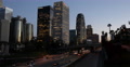 Spectacular Establishing Shot Los Angeles Downtown Freeway Cars Dusk Night Light Video