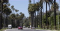 Establishing Shot Spectacular View Beverly Hills Drive Cars Passing Los Angeles Video