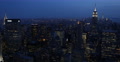 Evening Night New York City Aerial View Business Office Tower Corporate Building Video