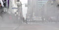 NYC Seventh Avenue Establishing Shot Spring Steam Vapor Pedestrian Walk Sidewalk Video
