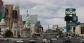 Aerial View Pan Right Popular Landmark Las Vegas Crowded Busy Street Car Traffic Video