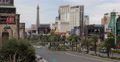 Establishing Shot Las Vegas Landmark Famous Boulevard Cars Passing Commuter Ride Video