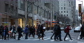 People Crossing Busy Intersection Crosswalk Crowd Walk Yellow Cabs New York City Video