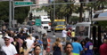 Shopping Area Las Vegas Boulevard Bellagio Drive People Walk Sidewalk Commuters Video