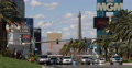 Cars Passing Low Angle Street View Busy Las Vegas Boulevard Sightseeing Landmark Video