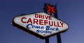 Drive Carefully Come Back Soon Las Vegas Neon Sign Illuminated Night Lights Dusk Video