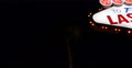 Panoramic Shot Pan Right Fabulous Las Vegas Famous Welcome Neon Sign Light Night Video