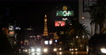 Eiffel Tower MGM Hotel Casino Night Evening Lights Las Vegas Strip Neon Signs US Video