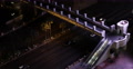 Pedestrians Bridge Las Vegas Strip Cars Passing Night Evening Lights Traffic Jam Video