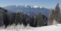 Snow Capped Mountain Peak Fir Tree Forest Landscape Snowy Cover Xmas Background Video
