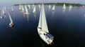 Sailing yachts floating in calm sea, luxury, outdoor activities Video