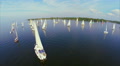 Luxury sailing yachts ready for regatta, calm sea, floating Video