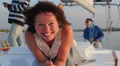 Pretty lady smiling at camera, enjoying rest on sailing yacht Video