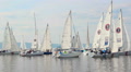 Racing yachts line up before start, extreme sport, sailing Video