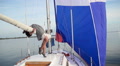 Pretty flirtatious girl relaxing on yacht, tourism, traveling Video