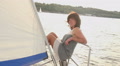 Young attractive woman relaxing on sailing yacht, traveling Video