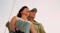 Happy couple hold each other and watch something, relationship Video
