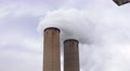 Pair Of Coal Plant Smoke Stacks 4K Video