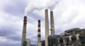 Smoke Stack Of Power Plant Cloudy Day HD Video