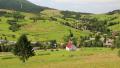 Beautiful green hills and village in Carpathians, Ukraine Video