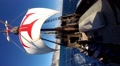 Vertical shot Santa Maria de Colombo classic sailing boat tour Video