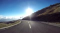 Driving small mountain road above clouds in Madeira Video