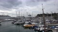4k Funchal harbor zoom cruise ship front in Madeira Video