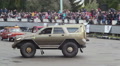 Huge off-road custom truck drifting in front of thrilled crowd Video
