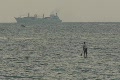 Puerto Rico - Evening Paddle Boarding and Cargo Ship in Ocean Footage