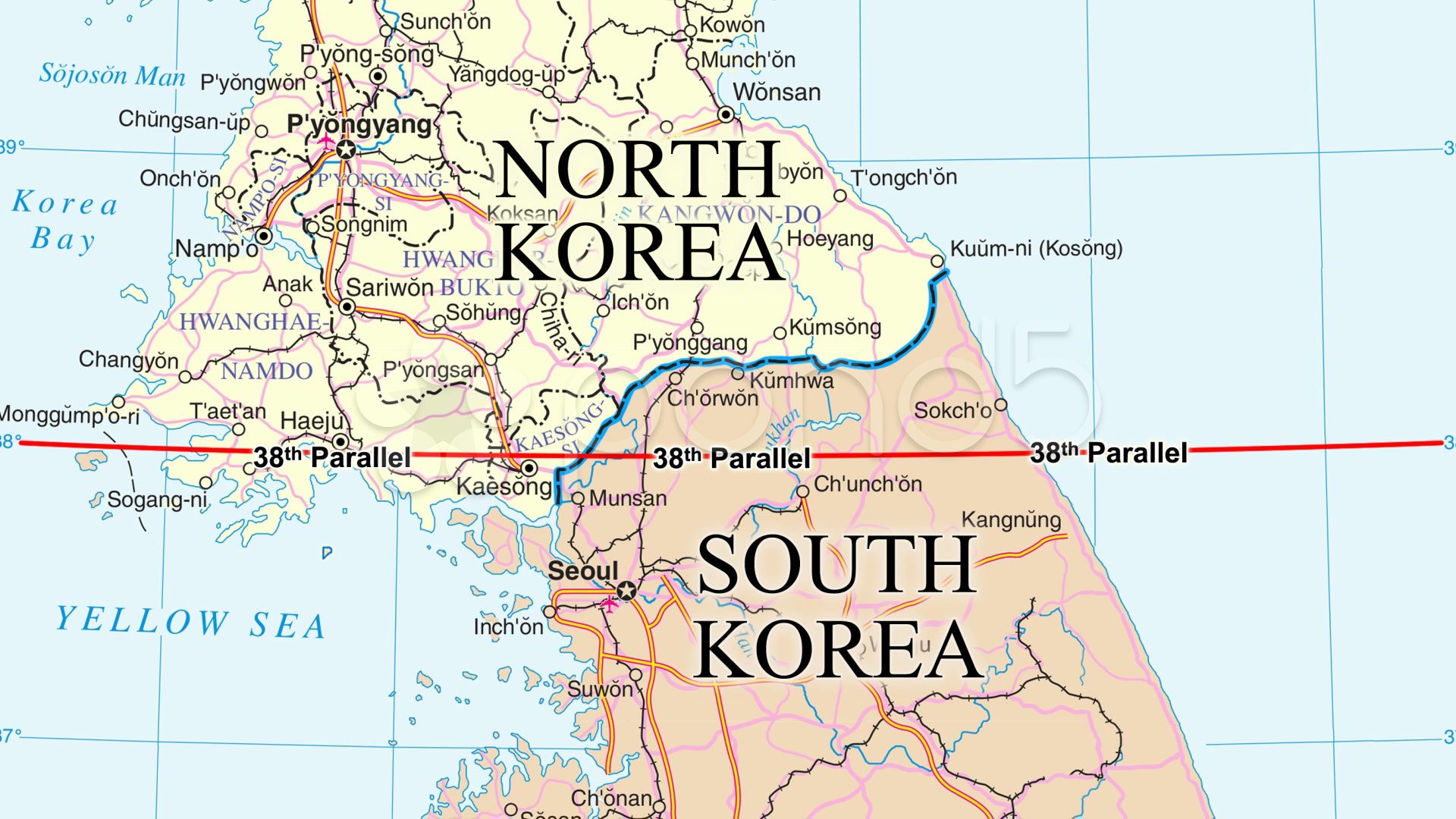38 Параллель Корея карта