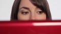 Woman reading laptop. Footage