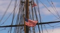 Puerto Rico - American Flag on Historic Tall Sailing Ship in San Juan Harbor Footage