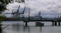 Commercial docks - lonely fishing boat Footage