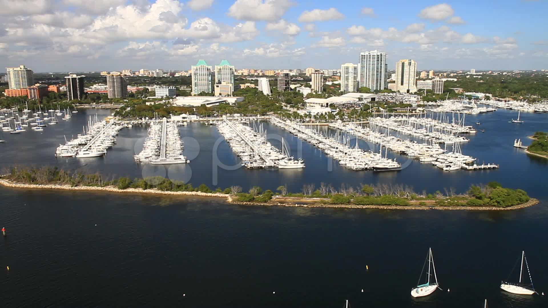 Aerial View Of Coconut Grove, Dinner Key Marina Stock Video 10756289 ...