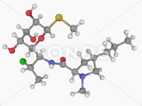 Stock Illustration of clindamycin drug molecule