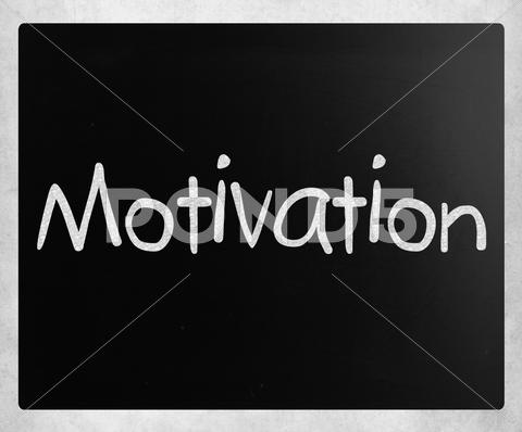 Stock Illustration of "motivation" handwritten with white chalk on a blackboard