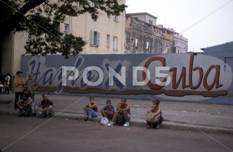 Stock photo of cuba political slogan of communist party havana