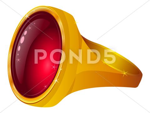 Stock Illustration of gold ring with red gem