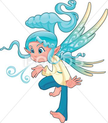 Stock Illustration of young fairy blowing a spell.