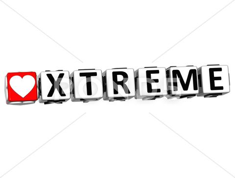Stock Illustration of 3d love xtreme button click here block text