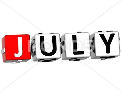 Stock Illustration of 3d july block text
